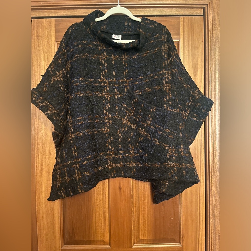 Chic Navy and Brown Women's Poncho